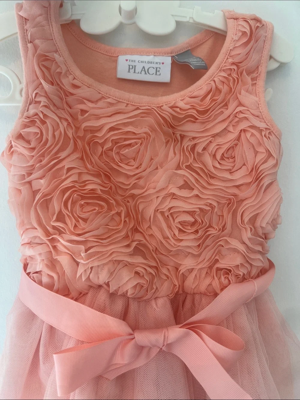 Children's Place Rosette & glitter tulle baby girls party dress- Coral pink